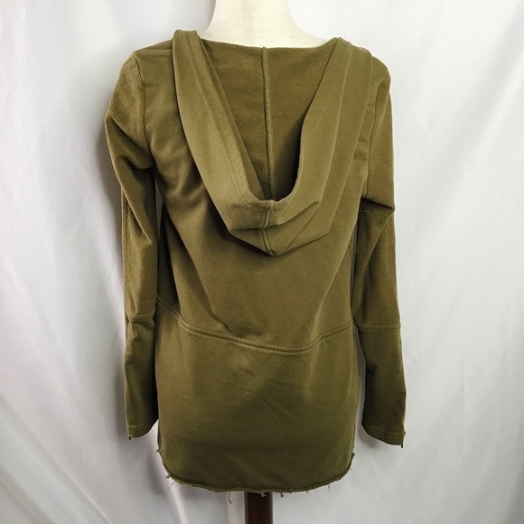 THEREAL Jacket Size Small Asymmetrical Boho Raw Edge Cotton Green - Picture 6 of 16